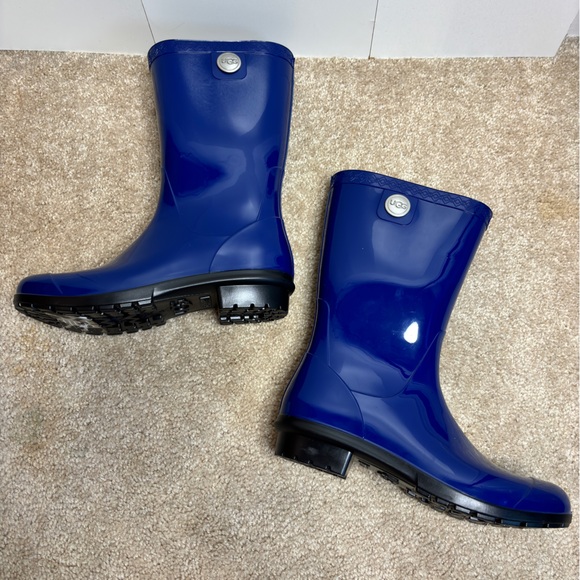 UGG Sienna Glossy Blue Fleece Insole Waterproof Rain Boots Size 5 - Picture 5 of 13